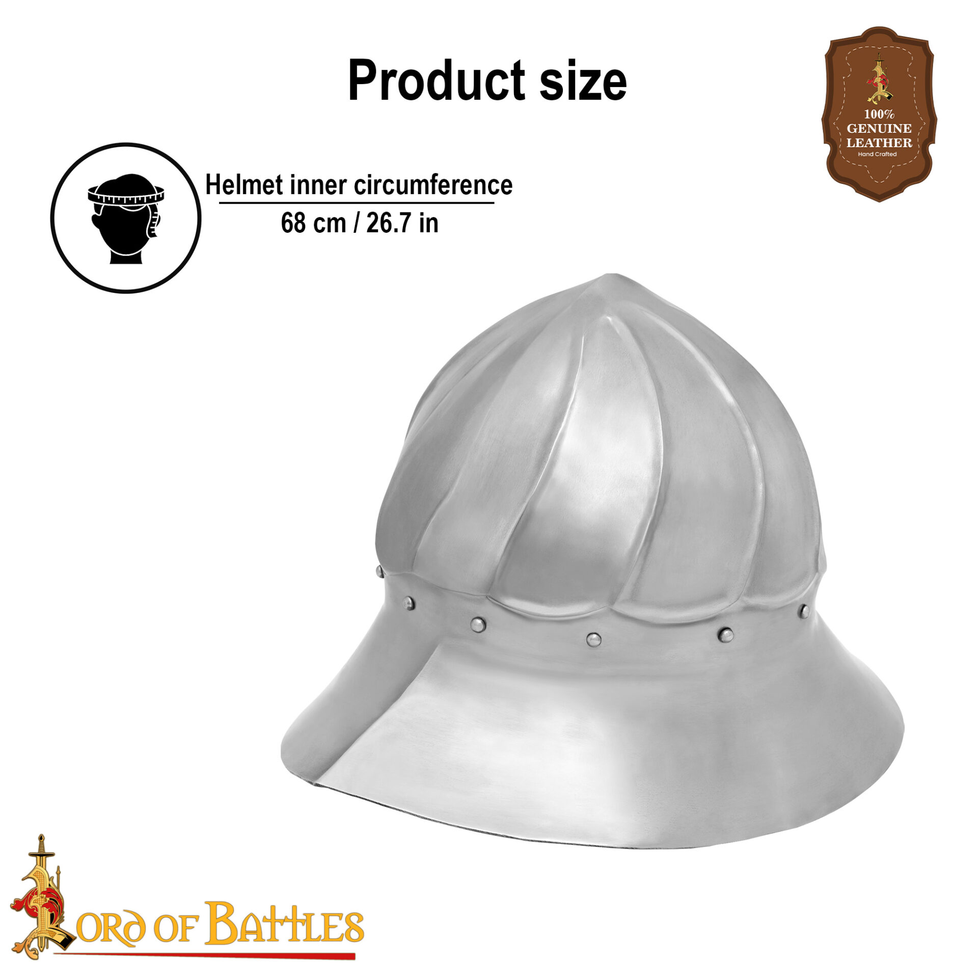 15th Century Steel Burgundian Kettle Helmet-2242PL14 2