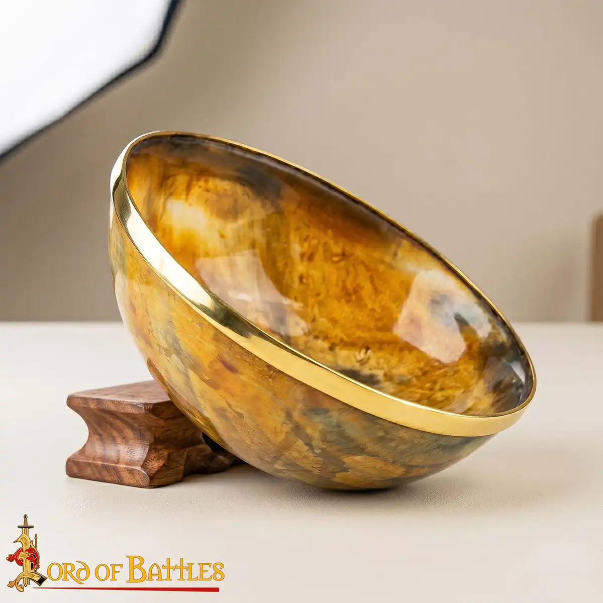 The Viking Banquet Horn Bowl with Pure Brass Rim Genuine Horn Accessory The Viking Banquet Horn Bowl with Pure Brass Rim Genuine Horn Accessory - Image 8