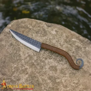 Hand Forged Camping Knife with Leather Wrapped Handle