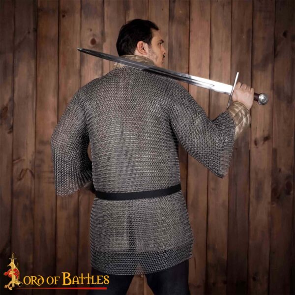 Round Ring Chainmail Medieval Half Sleeves Shirt Haubergeon, Butted, ID 9 mm, Natural - Image 5