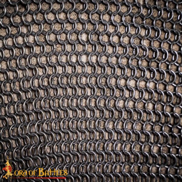 Round Ring Chainmail Medieval Half Sleeves Shirt Haubergeon, Butted, ID 9 mm, Natural - Image 7