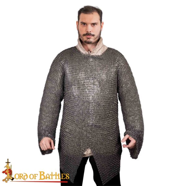Flat Ring Chainmail Hauberk Shirt, Riveted and Alternating, ID 9 mm, Mild Steel - Image 4