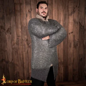 Flat Ring Chainmail Hauberk Shirt, Riveted and Alternating, ID 9 mm, Mild Steel