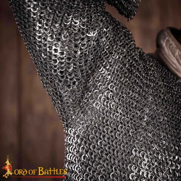 Flat Ring Chainmail Hauberk Shirt, Riveted and Alternating, ID 9 mm, Mild Steel - Image 5