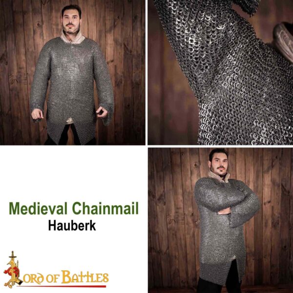 Flat Ring Chainmail Hauberk Shirt, Riveted and Alternating, ID 9 mm, Mild Steel - Image 7