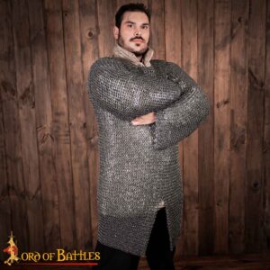 Flat Ring Chainmail Hauberk Shirt, Riveted and Alternating, ID 9 mm, Mild Steel