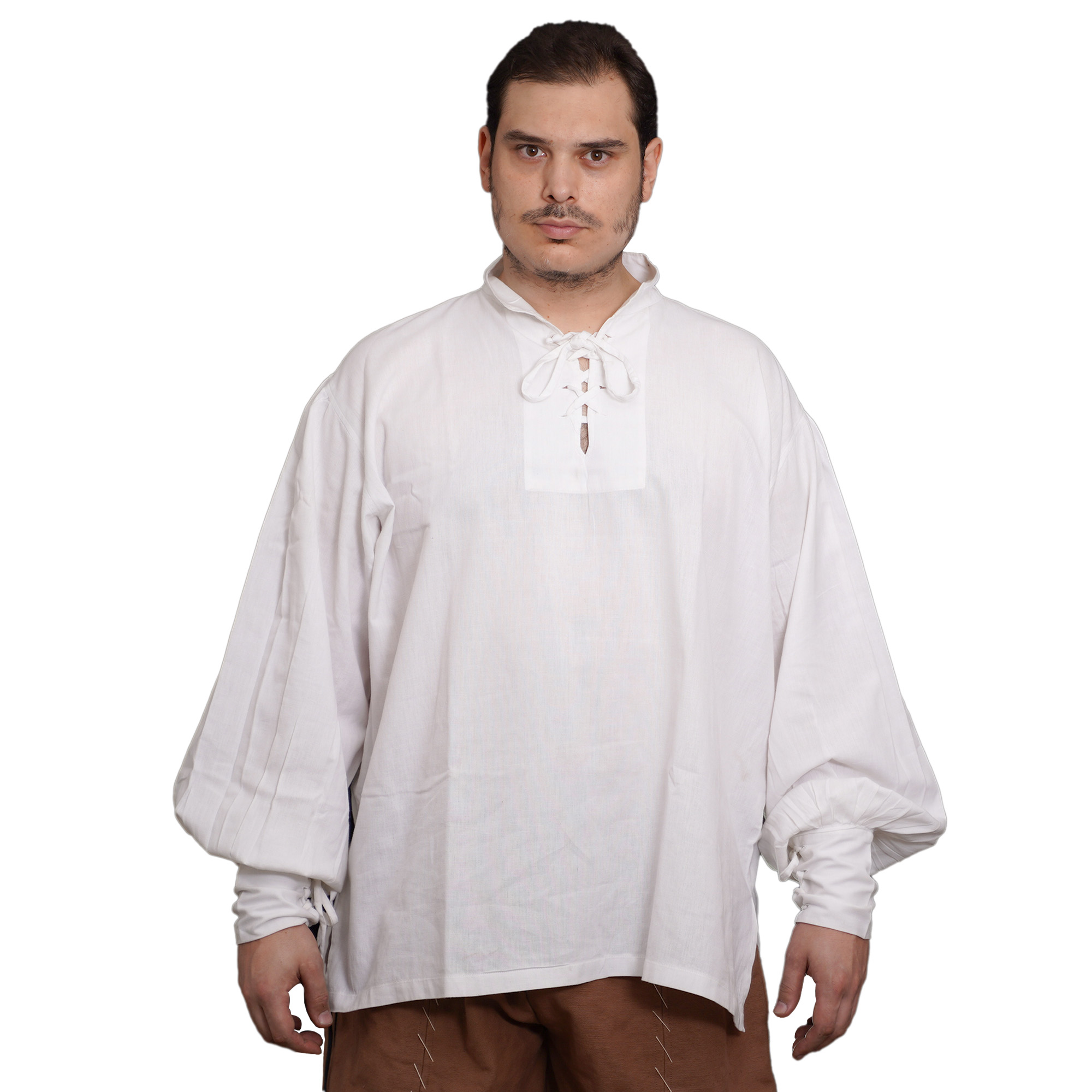 Classic Medieval Fantasy or Renaissance Pirate Shirt Handmade Light Cotton,  White and Black - Lord of Battles