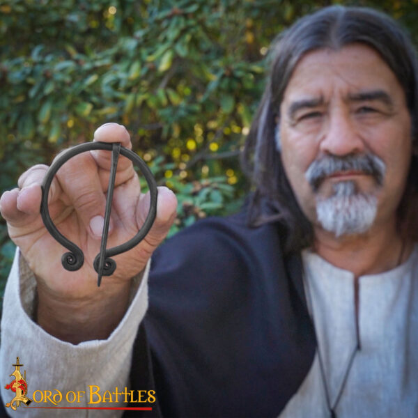 Early Medieval Fibula Hand Forged Iron Functional Cloak Clasp - Image 2