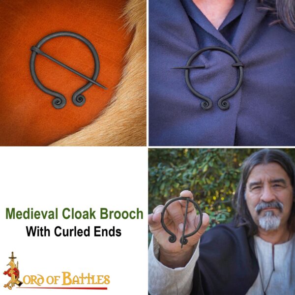 Early Medieval Fibula Hand Forged Iron Functional Cloak Clasp - Image 7