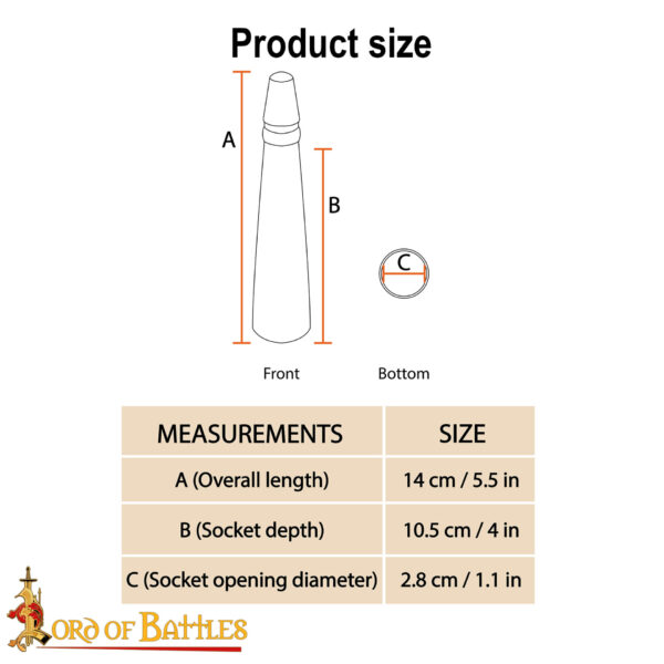 Flat Ended Medieval Spear Butt Cap Handcrafted Steel Accessory - Image 3