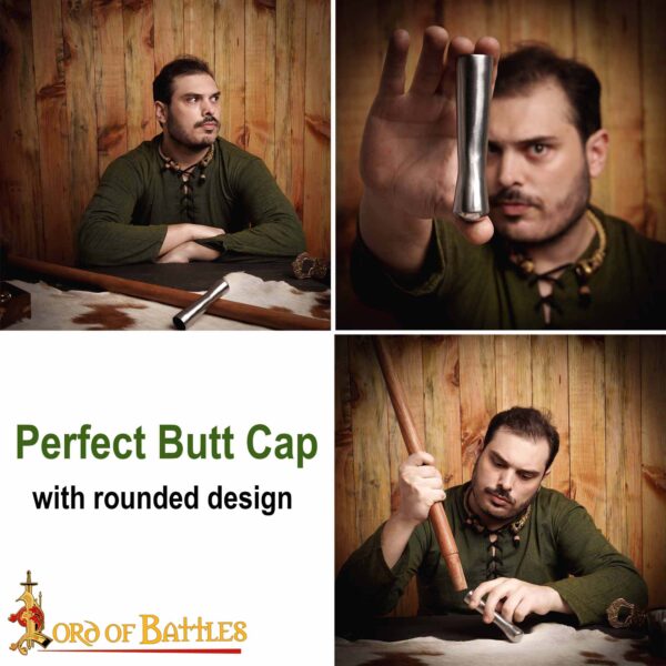 Medieval Round Ended Spear Butt Cap Handcrafted Steel Accessory - Image 8