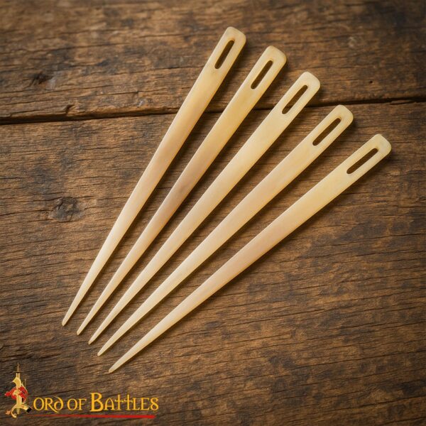 Medieval Embroidery Needles Set of 5 Handmade Genuine Bone Functional Accessory