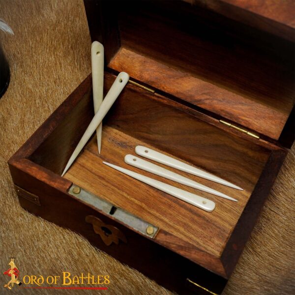 Viking Bone Needle Set of 5 Genuine Functional Bone Accessory - Image 2