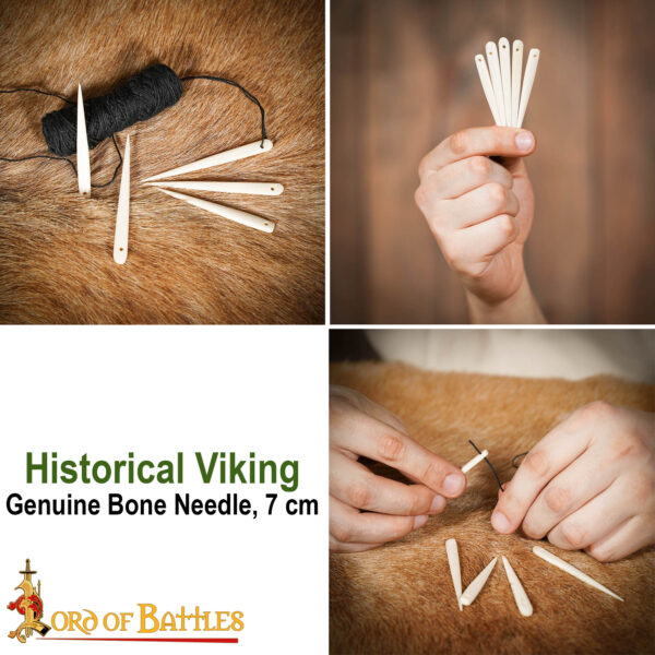 Viking Bone Needle Set of 5 Genuine Functional Bone Accessory - Image 7