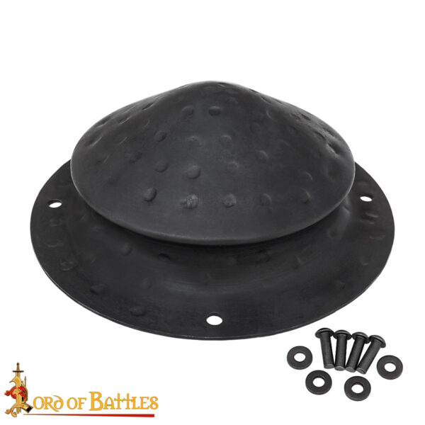 Medieval Conical Shield Boss – Hand-Forged 16-Gauge Steel Umbo with Mounting Rivets - Image 4