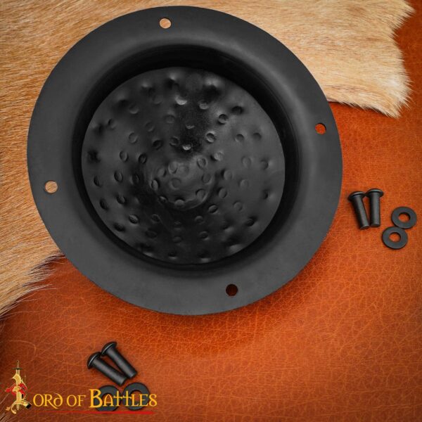 Medieval Conical Shield Boss – Hand-Forged 16-Gauge Steel Umbo with Mounting Rivets - Image 6