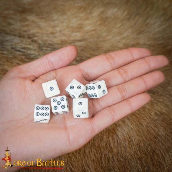 Bone Dice Set of 6 with Inlaid Pips Handcrafted Genuine Bone Accessory - Image 5