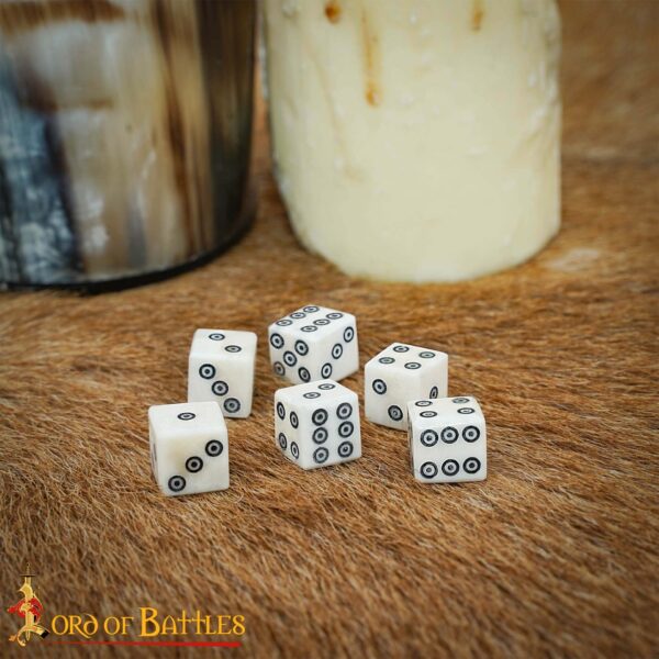 Bone Dice Set of 6 with Inlaid Pips Handcrafted Genuine Bone Accessory - Image 7
