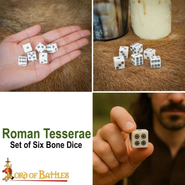 Bone Dice Set of 6 with Inlaid Pips Handcrafted Genuine Bone Accessory - Image 8
