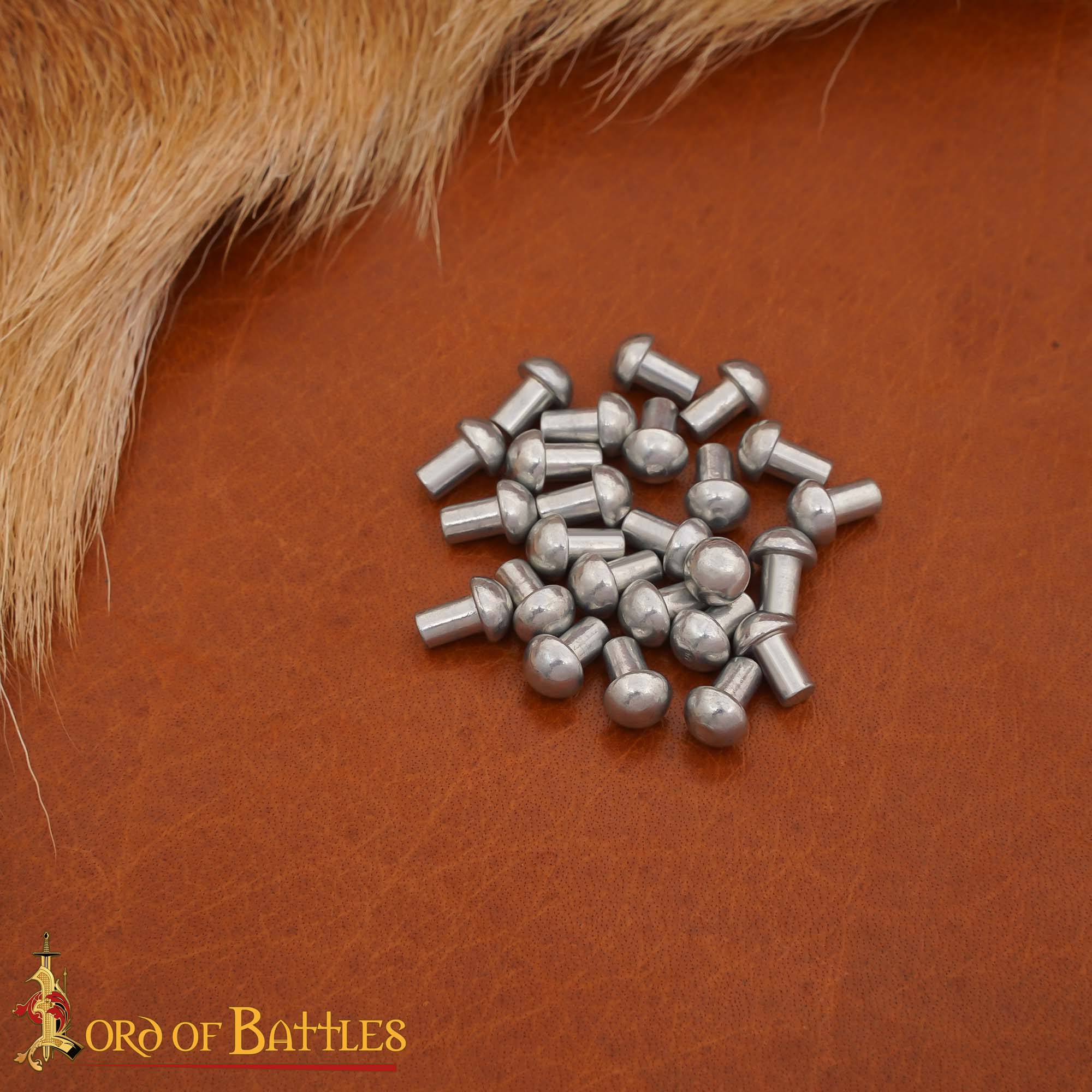 12th–16th Century Medieval Round Head Steel Rivets – Dome Rivet Set for Armor and Chainmail (Pack of 25)-9721-25Pcs