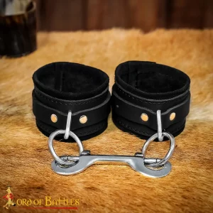 Genuine Leather Handcuffs with Metal Snap Hooks