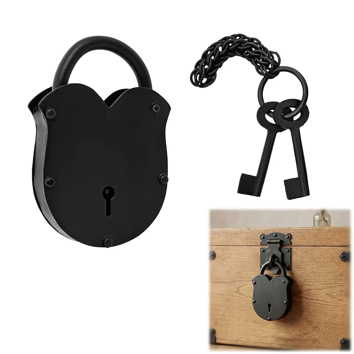 Hand Forged Vintage Padlock With Keys Hand Forged Vintage Padlock With Keys - Image 4
