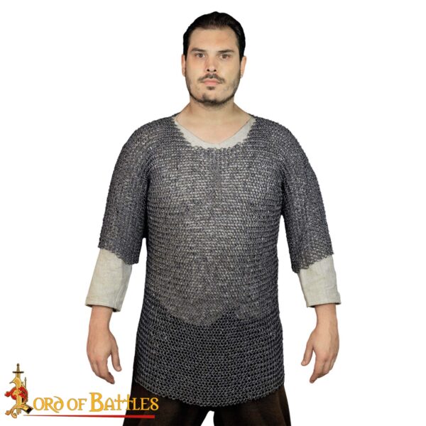 Round Ring Chainmail Medieval Half Sleeves Shirt Haubergeon, Riveted, ID 10 mm, Mild Steel - Image 4
