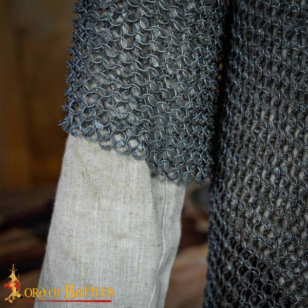 Round Ring Chainmail Medieval Half Sleeves Shirt Haubergeon, Riveted, ID 10 mm, Mild Steel - Image 6