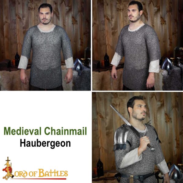 Round Ring Chainmail Medieval Half Sleeves Shirt Haubergeon, Riveted, ID 10 mm, Mild Steel - Image 7