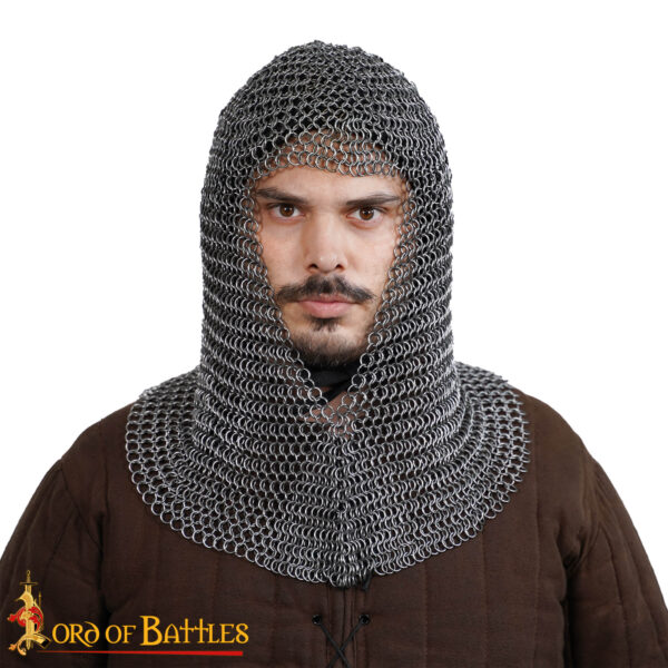 Medieval Chainmail Coif – Butted Round Ring Mail Armor (16 Gauge, 9mm Rings) - Image 4
