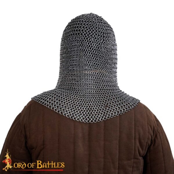 Medieval Chainmail Coif – Butted Round Ring Mail Armor (16 Gauge, 9mm Rings) - Image 5