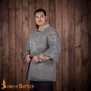 Round Ring Chainmail Medieval Half Sleeves Shirt Haubergeon, Butted, ID 10 mm, Mild Steel