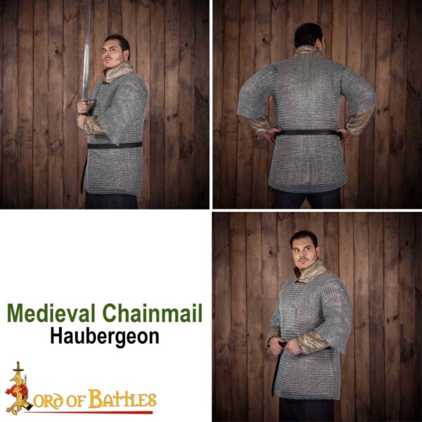 Round Ring Chainmail Medieval Half Sleeves Shirt Haubergeon, Butted, ID 10 mm, Mild Steel - Image 7