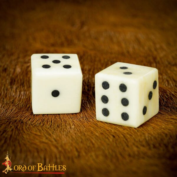 Medieval Viking Bone Dice Set of 6 Handmade Genuine Bone Game Accessory - Image 2