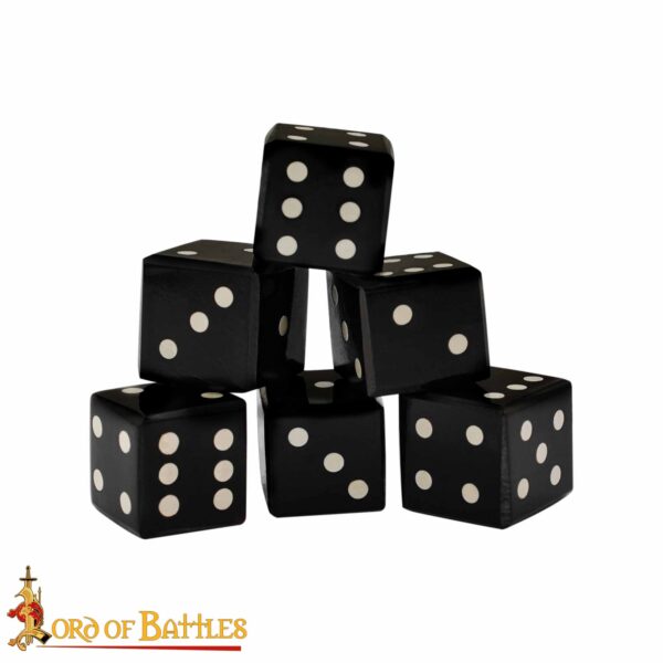 Medieval Viking Horn Dice Set of 6 with Inlaid Pips Genuine Horn Accessory - Image 4