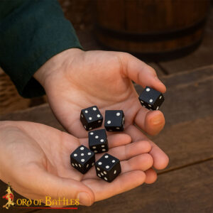 Medieval Viking Horn Dice Set of 6 with Inlaid Pips Genuine Horn Accessory