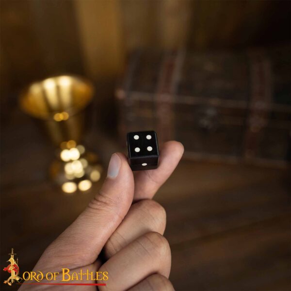 Medieval Viking Horn Dice Set of 6 with Inlaid Pips Genuine Horn Accessory - Image 5
