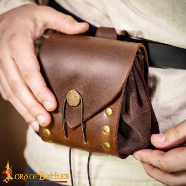Out on an Odyssey Medieval Belt Pouch with Antique Brass Details - Image 9