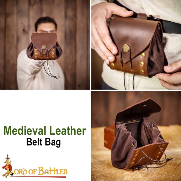 Out on an Odyssey Medieval Belt Pouch with Antique Brass Details - Image 12