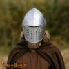 14-Gauge Steel Medieval Bascinet Helmet, 14th Century Knight Armor with Hinged Visor and Padded Liner - 25426P 1