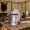14-Gauge Steel Medieval Bascinet Helmet, 14th Century Knight Armor with Hinged Visor and Padded Liner - 25426P
