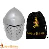 14-Gauge Steel Medieval Bascinet Helmet, 14th Century Knight Armor with Hinged Visor and Padded Liner - 25426P 3