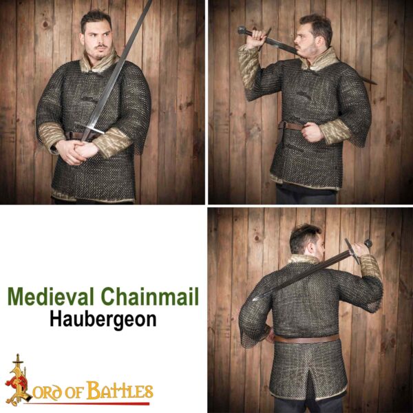Round Ring Chainmail Medieval Half Sleeves Shirt Haubergeon, Butted, ID 10 mm, Mild Steel - Image 15
