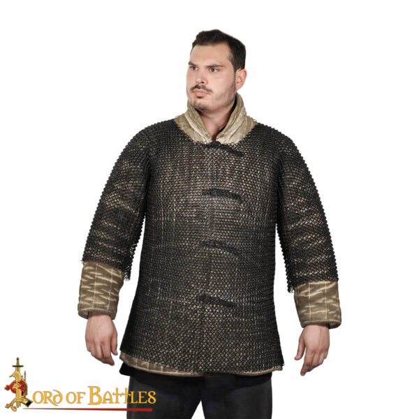 Round Ring Chainmail Medieval Half Sleeves Shirt Haubergeon, Butted, ID 10 mm, Mild Steel - Image 10