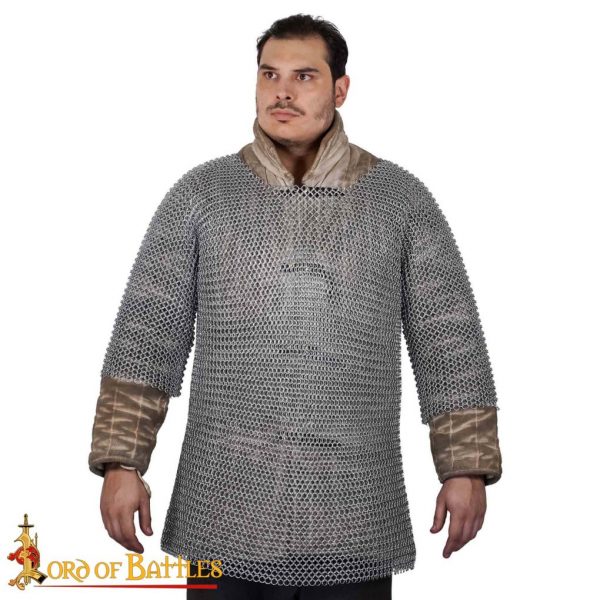 Round Ring Chainmail Medieval Half Sleeves Shirt Haubergeon, Butted, ID 10 mm, Mild Steel - Image 3