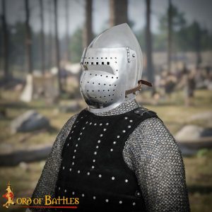 14th Century Full Visor Bascinet Helmet 16 gauge