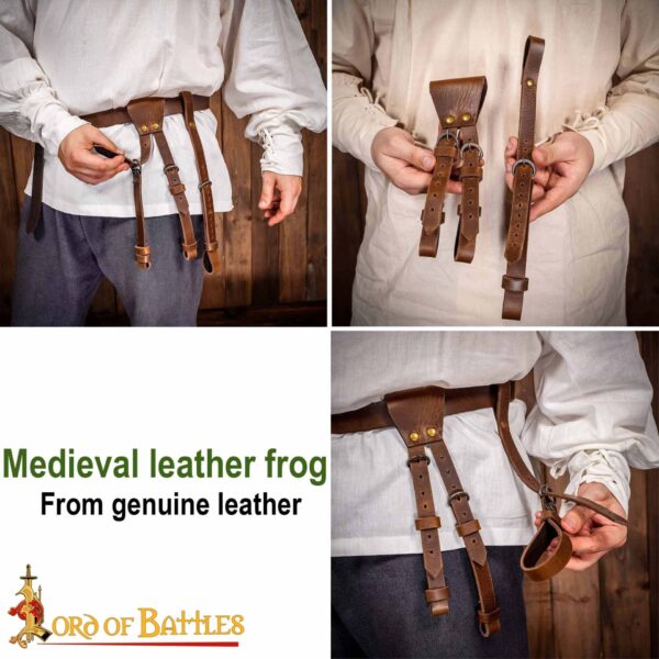 Medieval Sword Hanging Leather Belts Set of Three - Image 7