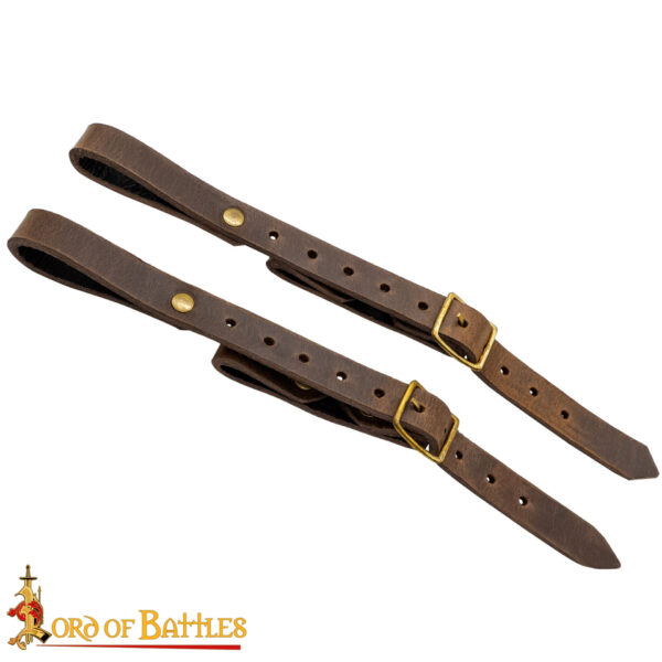 14th Century Medieval Leather Sword Hanger Straps with Brass Buckles 25364CBR 3