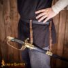 14th Century Medieval Leather Sword Hanger Straps with Brass Buckles 25364CBR 5