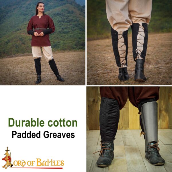Medieval Padded Greaves Handmade from Sturdy Canvas Cotton - Image 7
